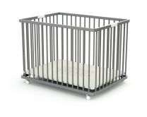 AT4 Wooden Folding Playpen with soft mat - Grey